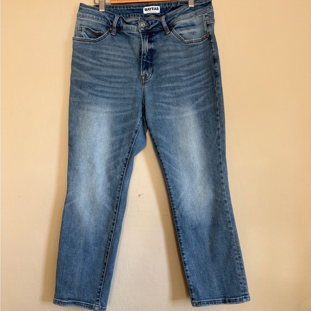 Bayeas High Rise Slim Straight Leg Jeans Medium Wash - Picture 5 of 10